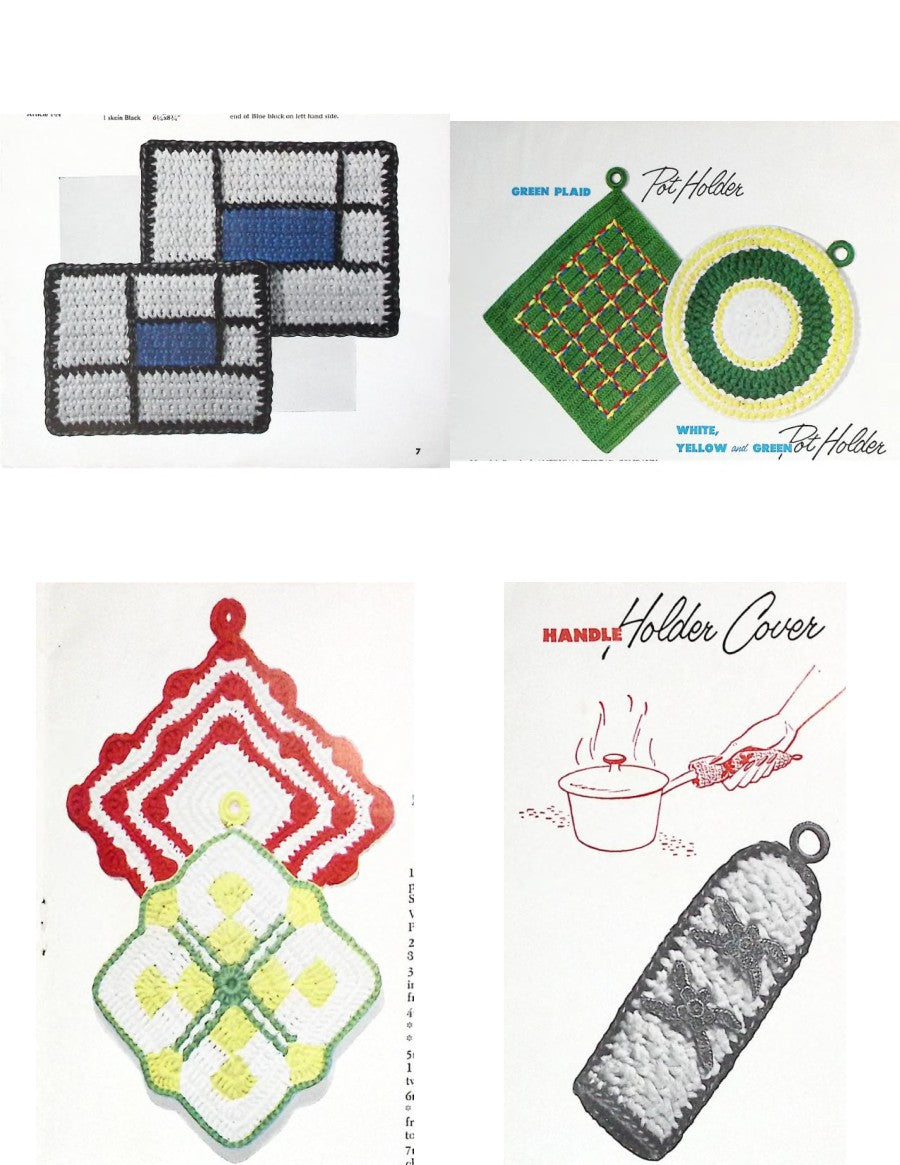 Pot Holders, Hot Plate Covers, Swedish Embroidery — American Thread Star Pot Holder Book No. 101, 1953