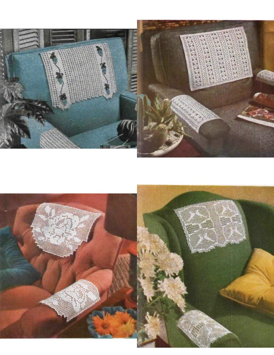 Crocheted Chairbacks — Church Laces · Shade Pulls  Star Chairback Book No. 105, 1954