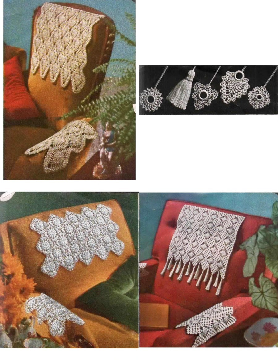 Crocheted Chairbacks — Church Laces · Shade Pulls  Star Chairback Book No. 105, 1954