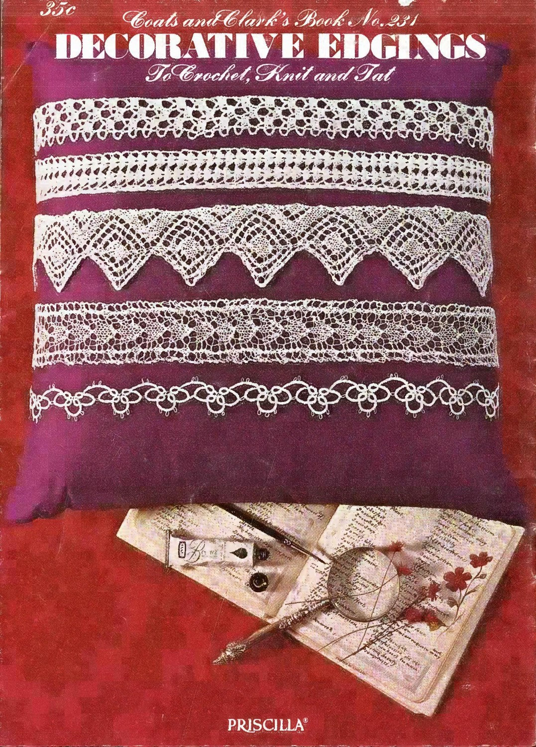 Coats & Clark’s Decorative Edgings To Crochet, Knit and Tat – Book 231 (1973, 1st Edition)