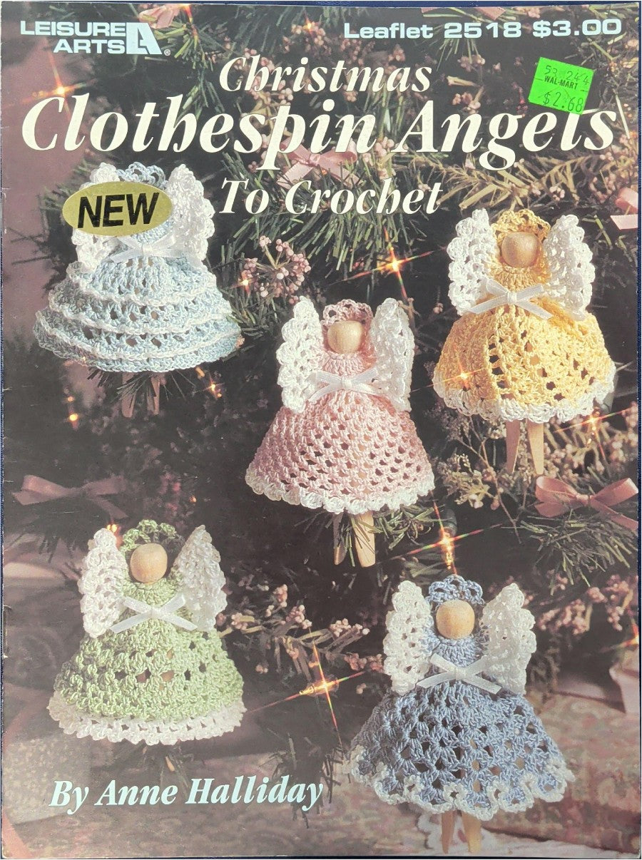 Christmas Clothespin Angels to Crochet — Leisure Arts Leaflet 2518, 1994