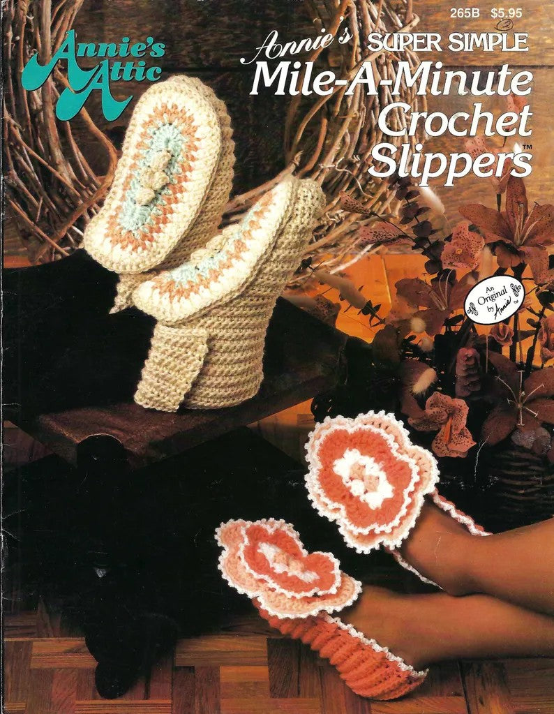 Annie’s Mile-A-Minute Collection: Super Simple Crochet Slippers (1991) & Marathon Afghans (1995)