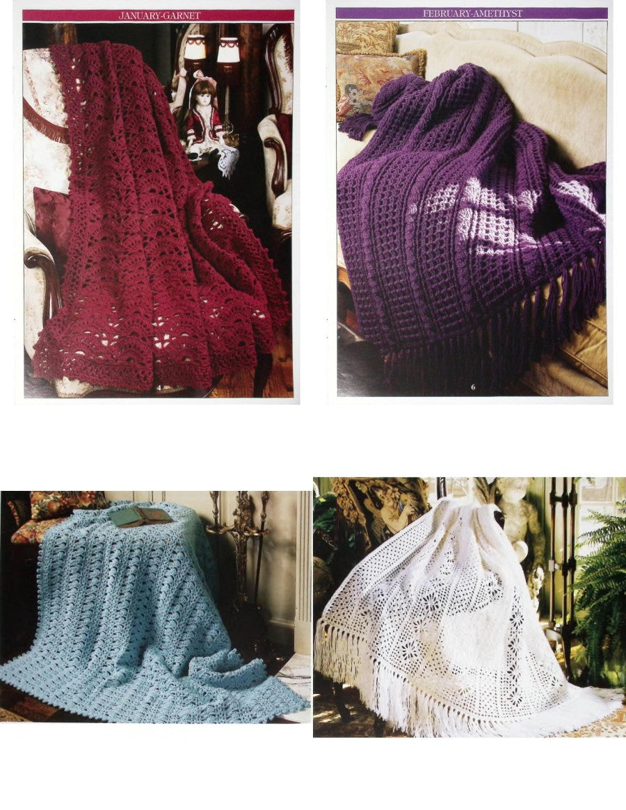 Birthstone Afghans — Leisure Arts #2826, 1996