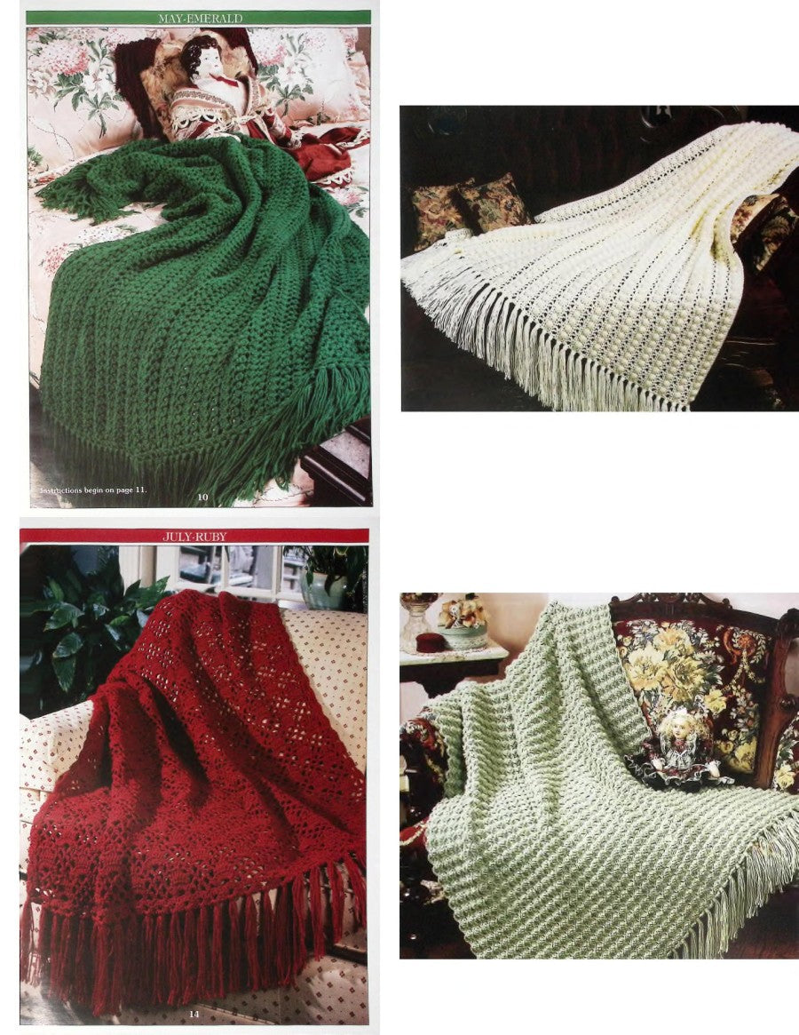 Birthstone Afghans — Leisure Arts #2826, 1996