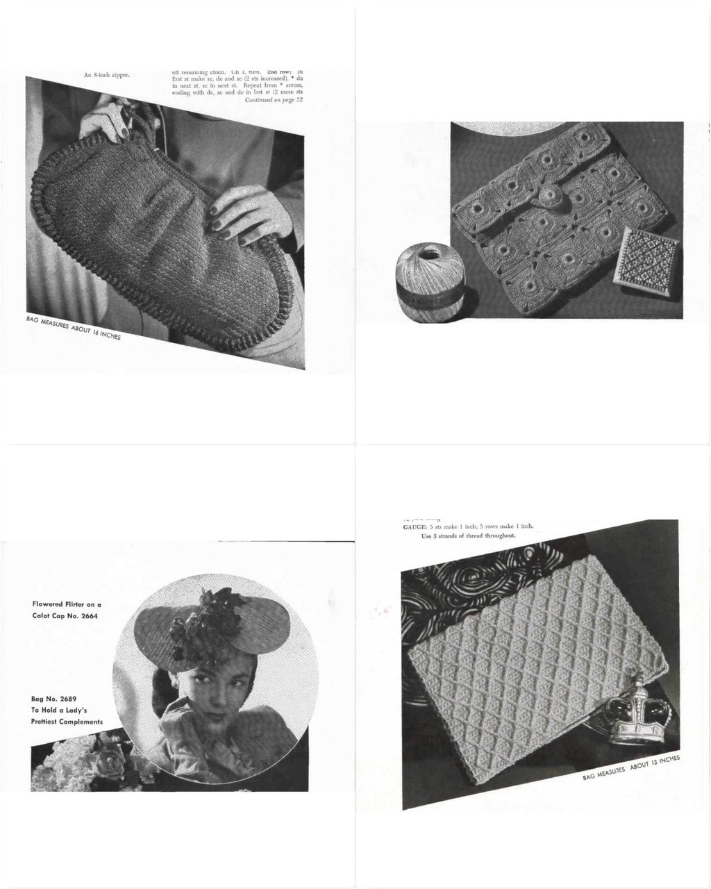 Smart Bags – Crochet Your Own Hats–Bags, Book No. 209, 1944
