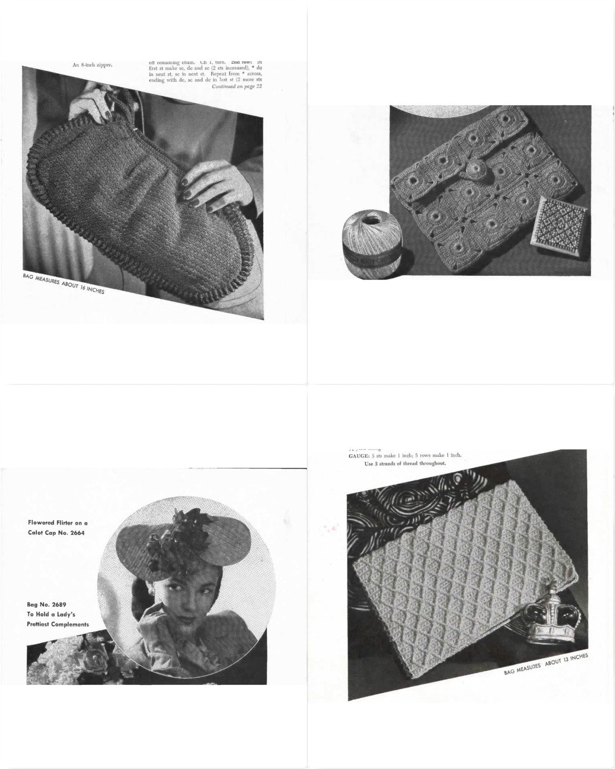 Smart Bags – Crochet Your Own Hats–Bags, Book No. 209, 1944