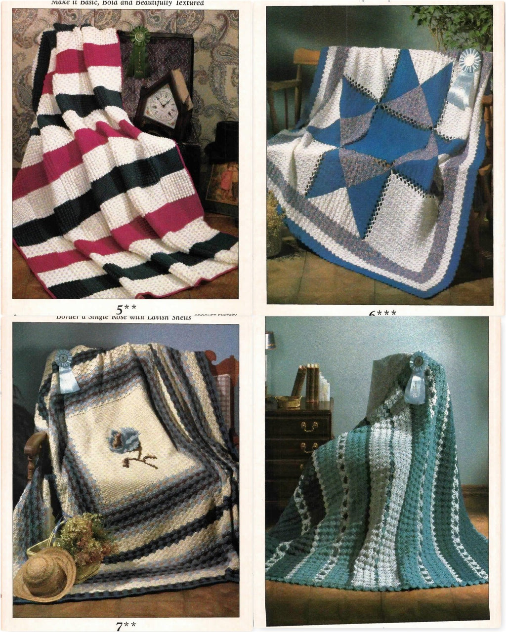 Crochet Fantasy Afghans – 1990’s Best Afghans! 25 Winning Designs You Can Make, January 1990 (Vol. 9 No. 1 / Issue 56)
