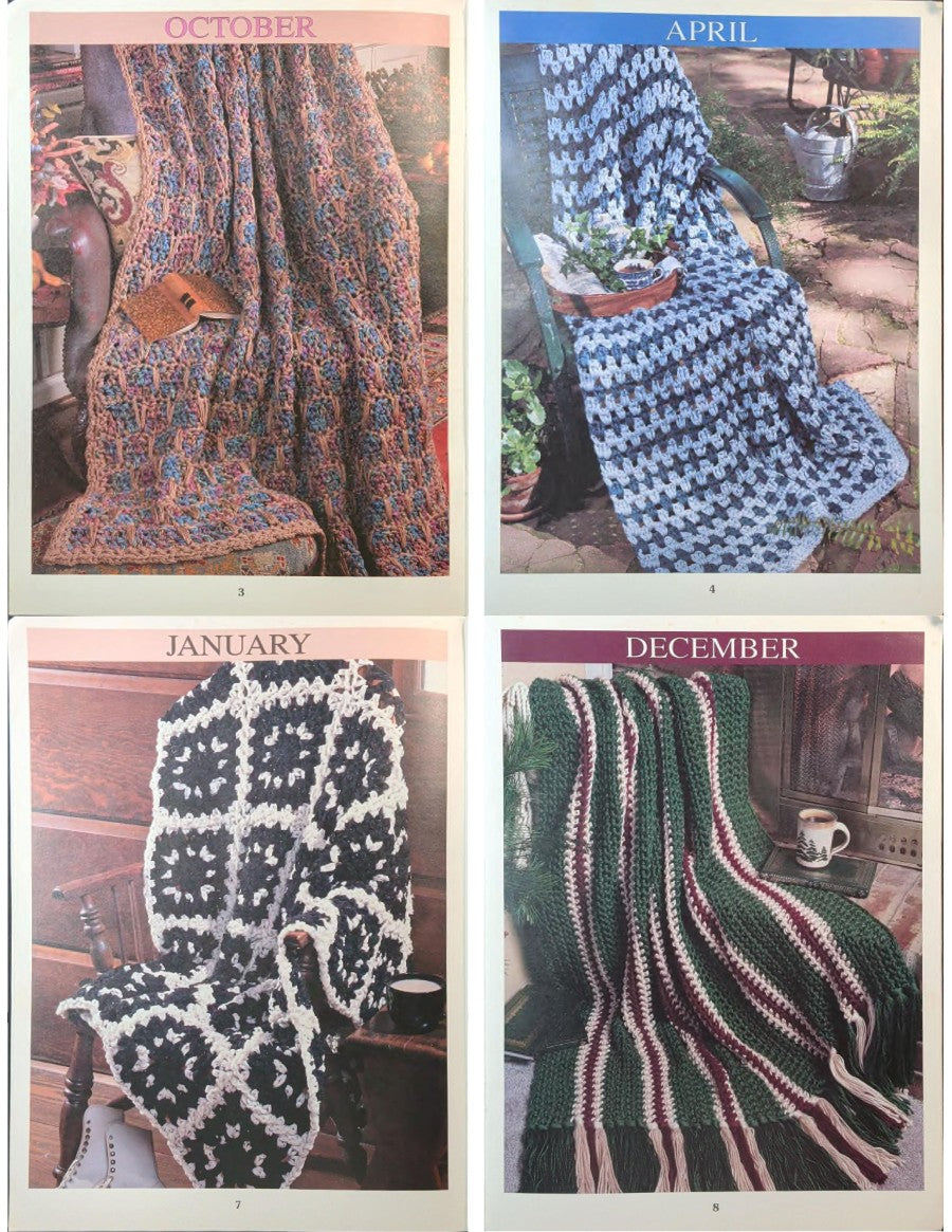 Q-Hook Afghans By The Month — Leisure Arts 3138, 1999