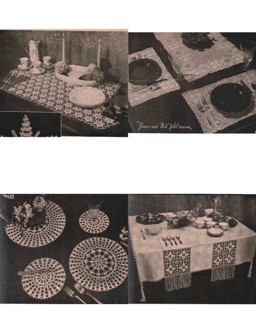 Easy to Crochet Table Cloths, Luncheon Sets, Runners — Lily Book No. 400, c. 1940