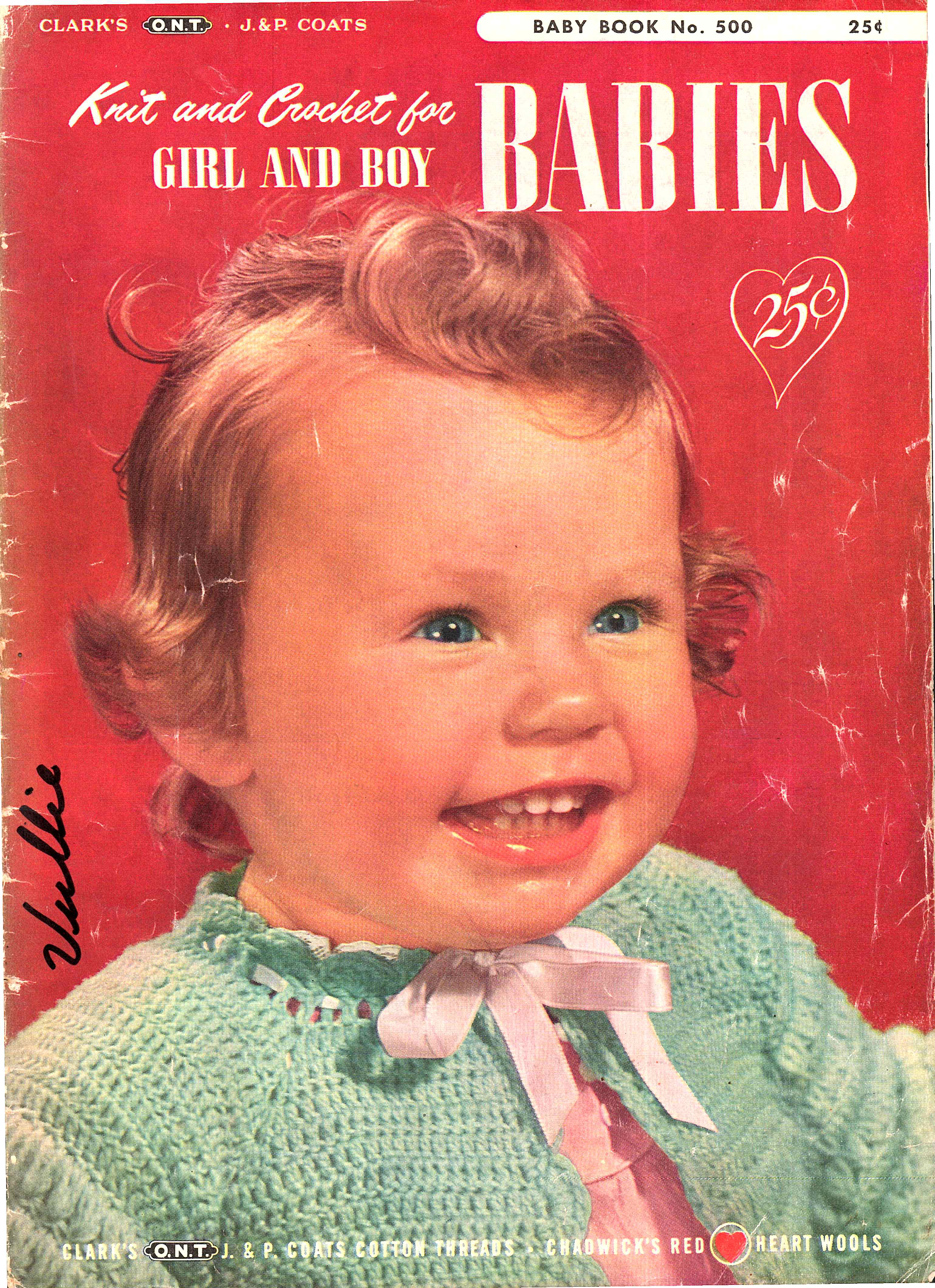 Coats & Clark Baby Book No. 500 – Knit & Crochet for Girl and Boy Babies (1950)