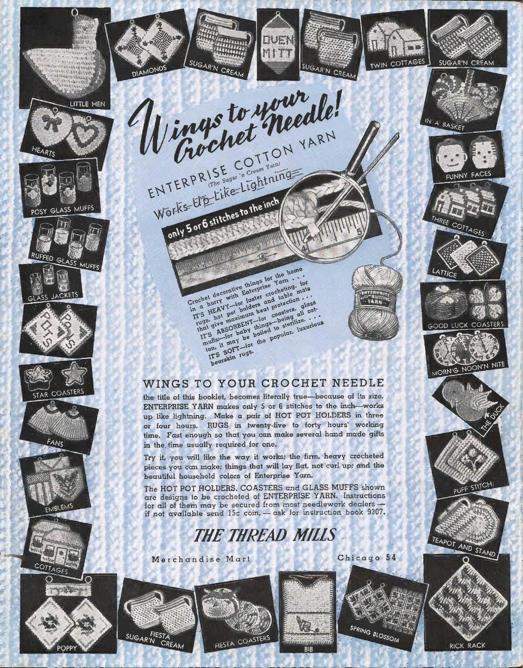 Wings to Your Crochet Needle! (Gadgets to Crochet in Cotton), c. 1943 – Enterprise Yarn No. 9301 (The Thread Mills Inc., Chicago)