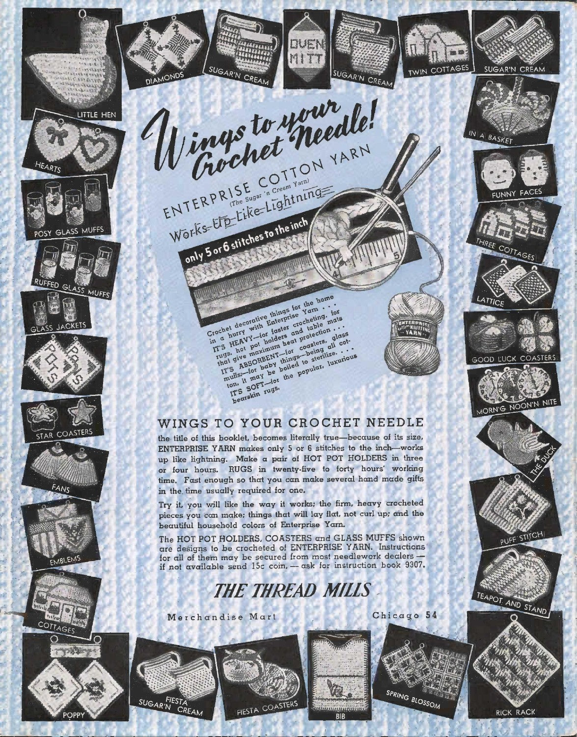 Wings to Your Crochet Needle! (Gadgets to Crochet in Cotton), c. 1943 – Enterprise Yarn No. 9301 (The Thread Mills Inc., Chicago)