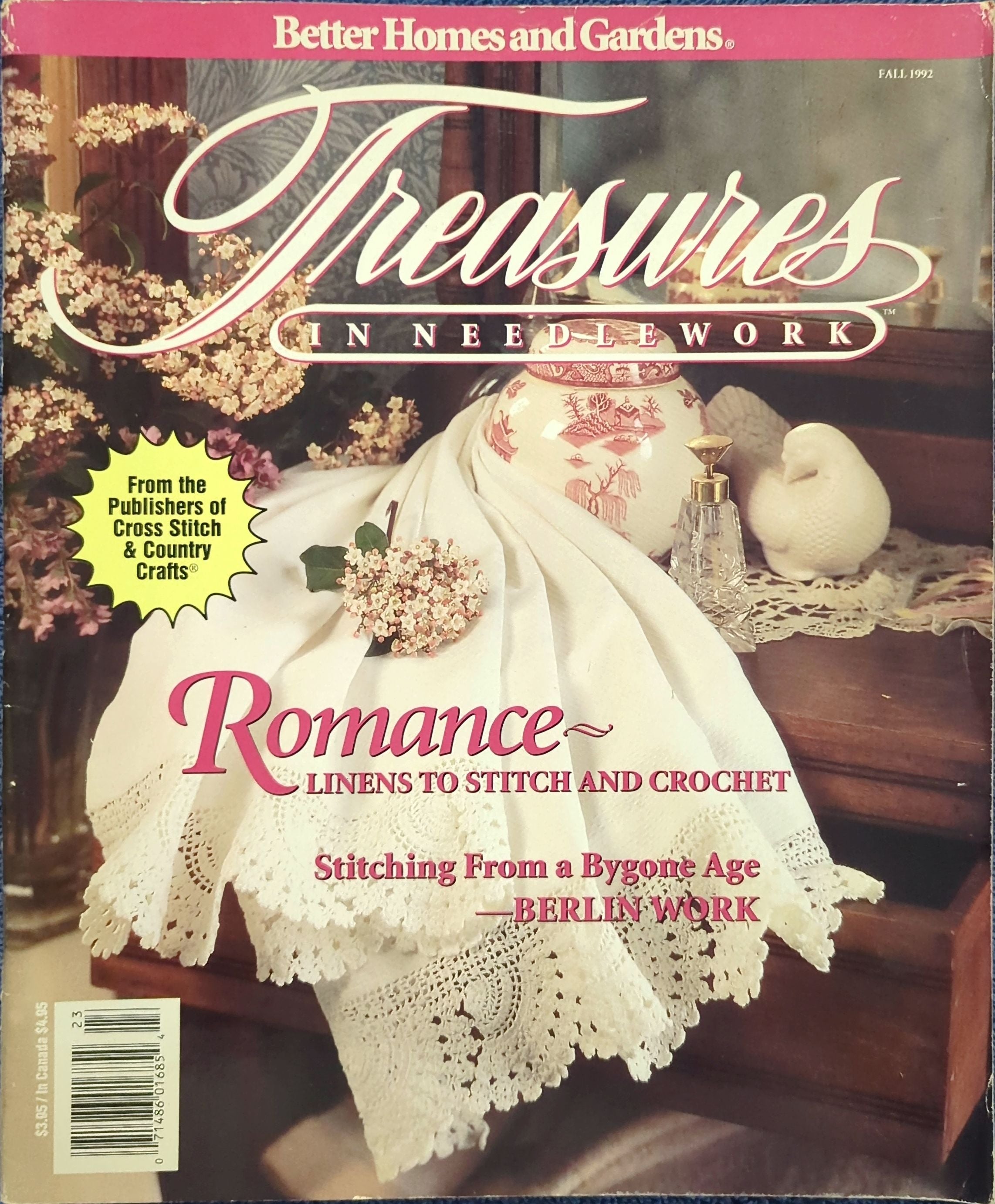 Better Homes and Gardens Treasures in Needlework: Romance – Linens to Stitch and Crochet (Fall 1992)